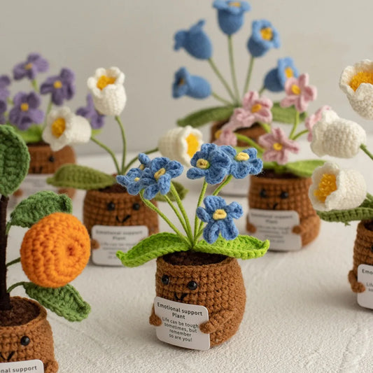 33 Styles Crochet potted tabletop Words of encouragement forget-me-not crochet orange convolia heart-warming ornament